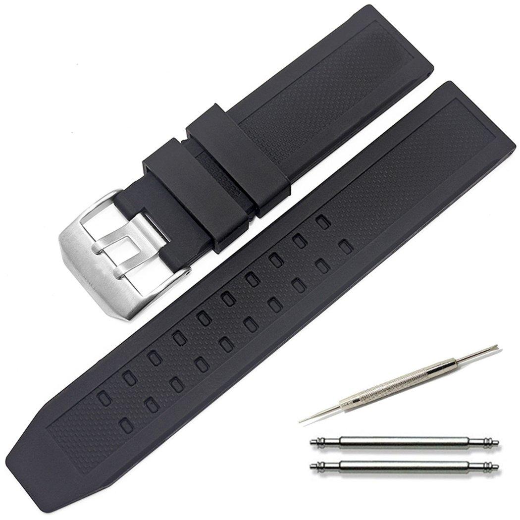 

Оригинальный ремешок Luminox совместимый Ремешок для часов резиновый ремешок 23 мм с инструкциями по замене серебристый Продукт Calm (черный, пряжка)