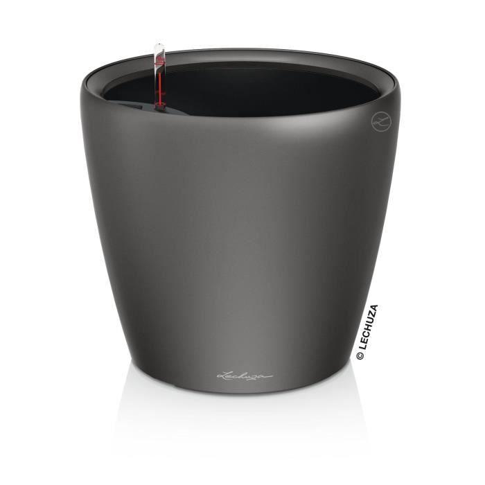 LECHUZA Pot de fleurs Classico Premium - Kit complet - Anthracite métallisé - Ø 21 x H20 cm - 3 L de capacité