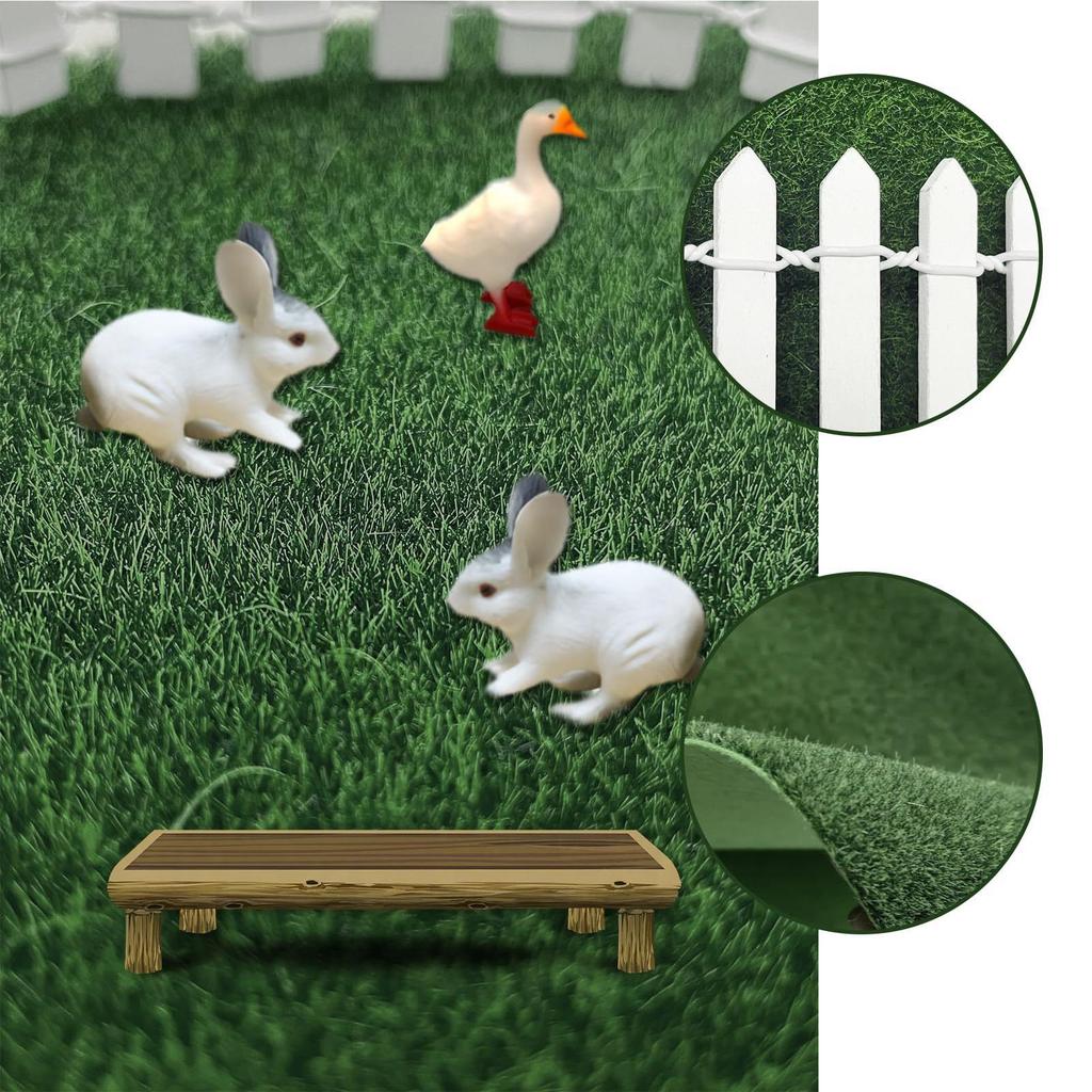 Mini-Zaun 35 Zoll Spielzeugzaun Holzhandwerk Panel Dekoration mit 4 Stück Kunstrasen für Kinder Indoor Outdoor Heimdeko Jungen