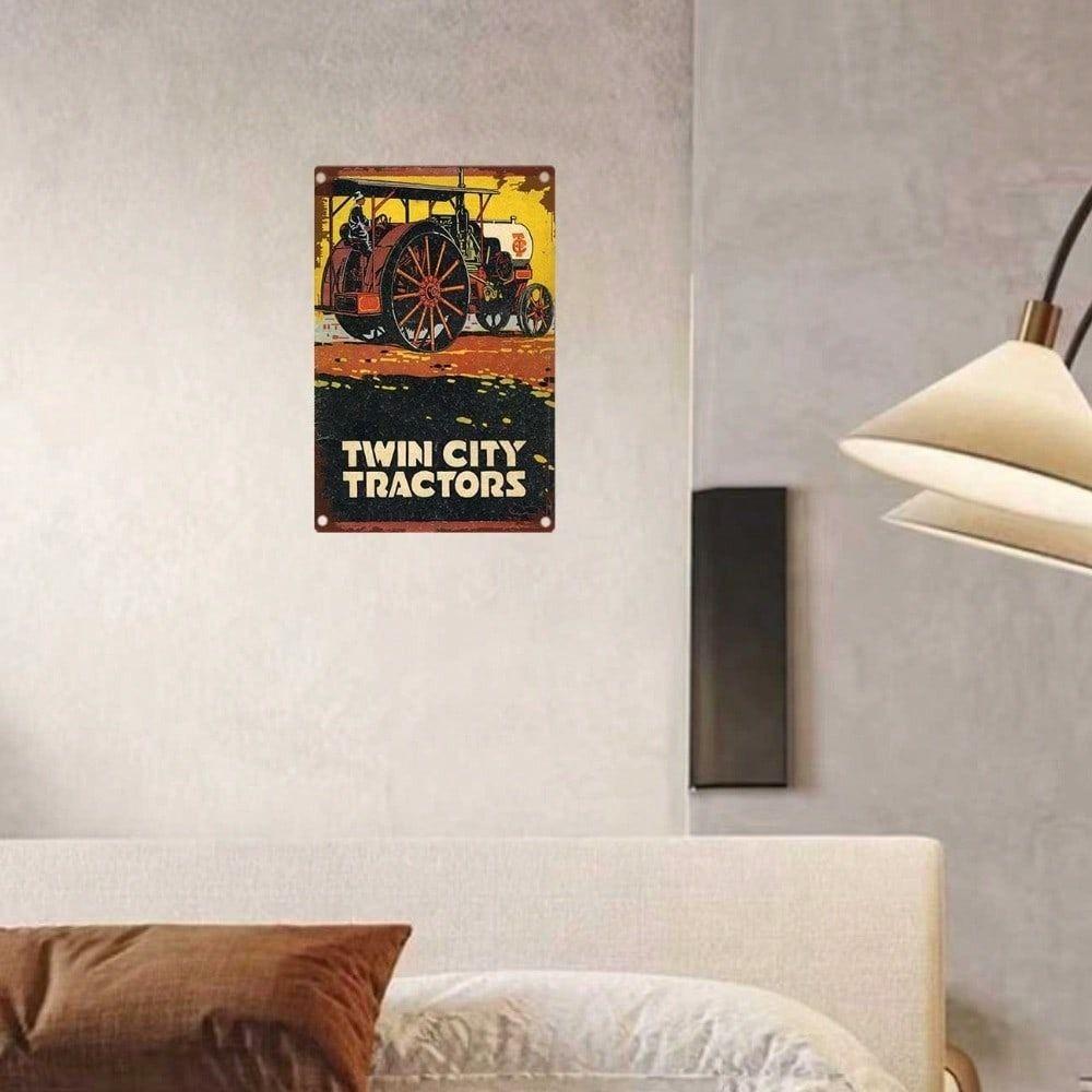 Vintage Tractor Metal Wall Art Retro Farmhouse Home Decor Tin Sign