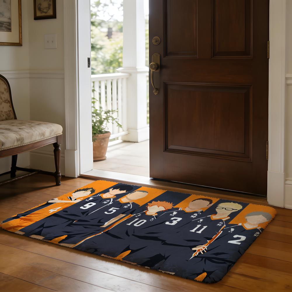 Hotblooded Anime HHaikyuu Floor Mat Soft Flannel Absorbent Mat Non-Slip Rug Home Bedroom Bathroom