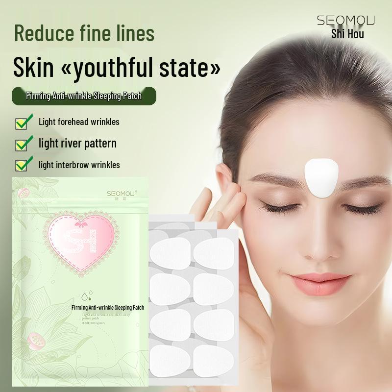 Parches Nocturnos Antiarrugas de Hialuronato de Sodio SEOMOU: Mascarilla Hidratante y Reafirmante para Líneas Finas de la Frente