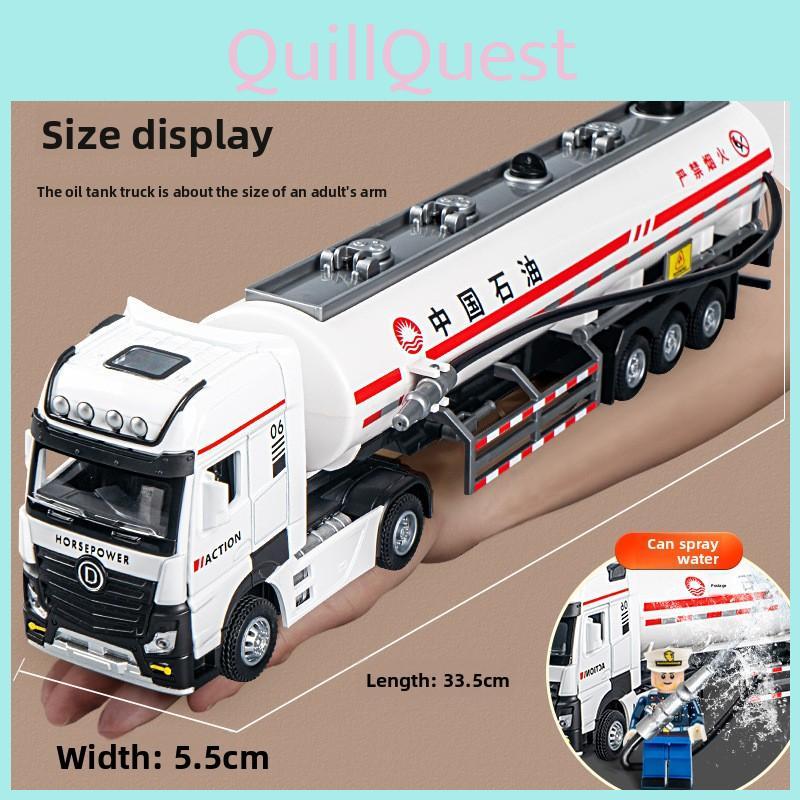 Engineering Vehicle Model Long Alloy Fuel Tanker With Lights Sound For Kids Playroom