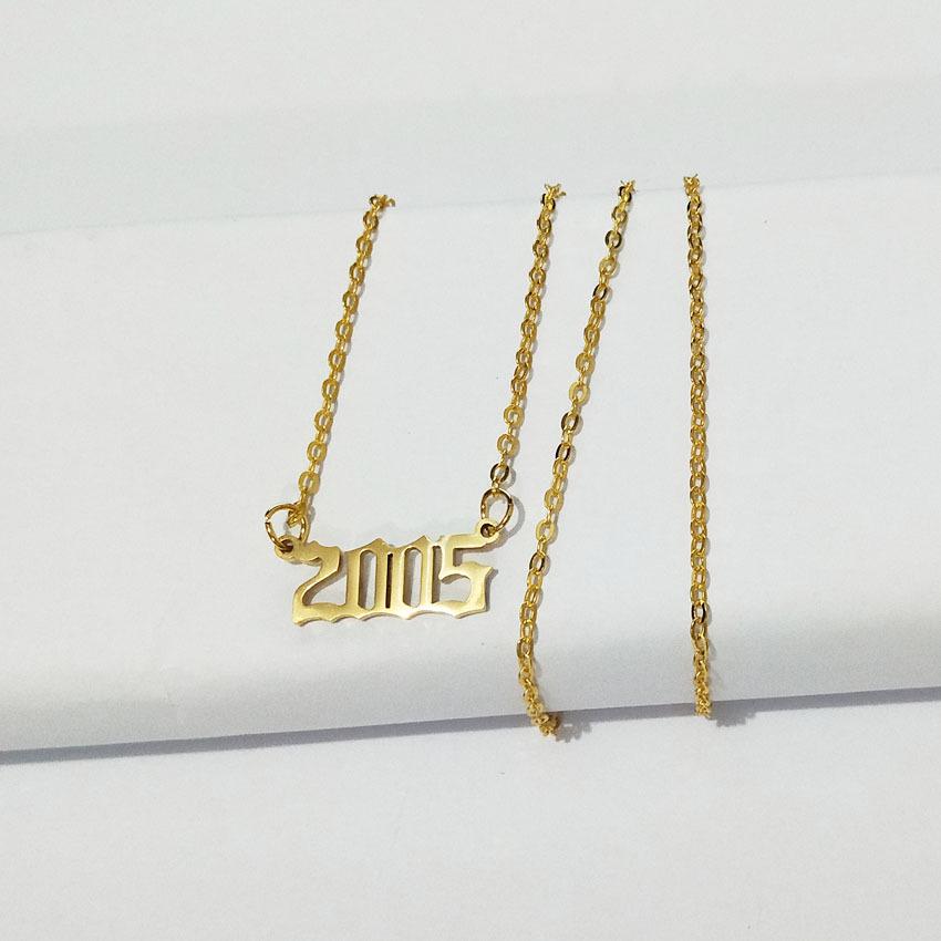 

Personalized Birth Year Gold Stainless Steel Pendant Necklace (1980-2019) - Perfect Small Gift for Students & Couples