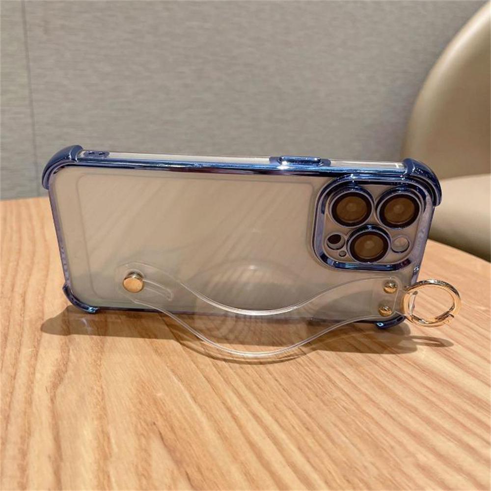 Luxury Plating Wristband Crossbody Lanyard Clear Hard Case For iPhone 16 15 14 Pro Max 13 12 11 XS X XR Transparent Soft Cover