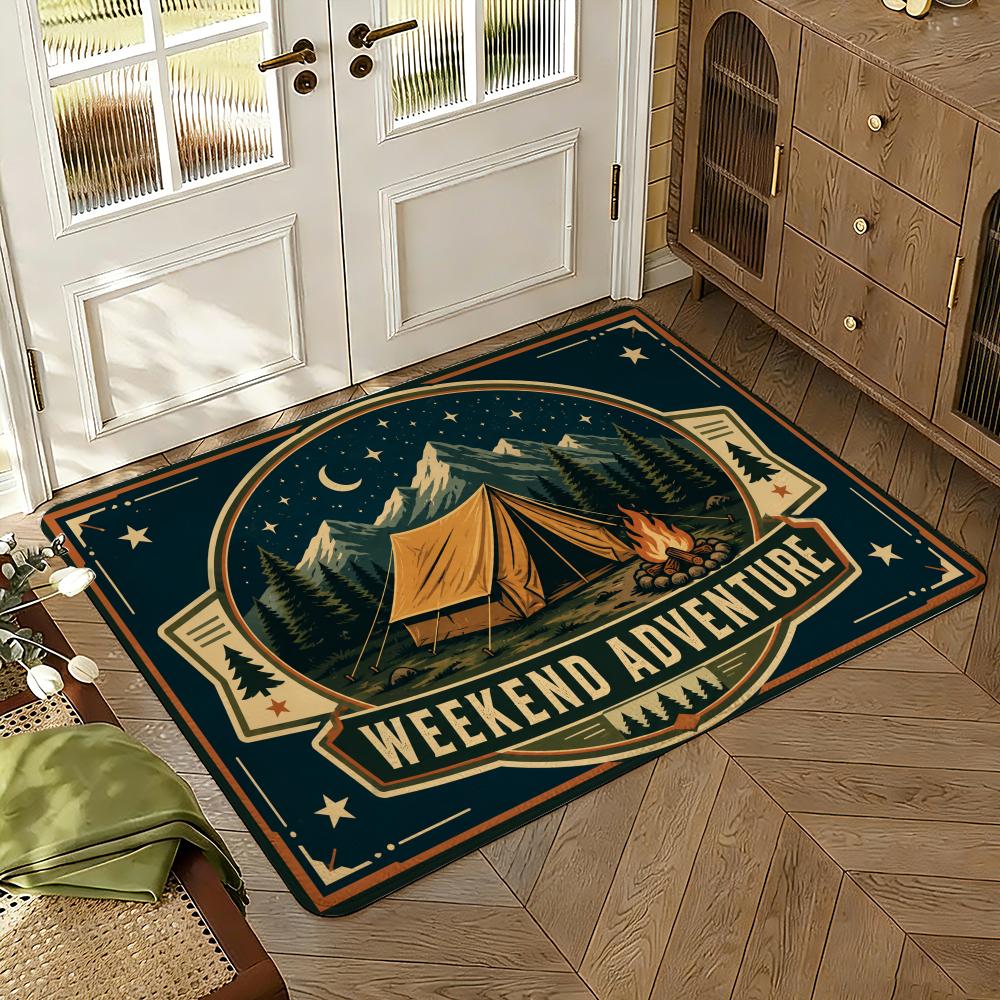 Outdoor Adventure Floor Mat Soft Thickened Absorbent Non-Slip Bedroom Living Room Door Mat Home Decor Flannel Rugs