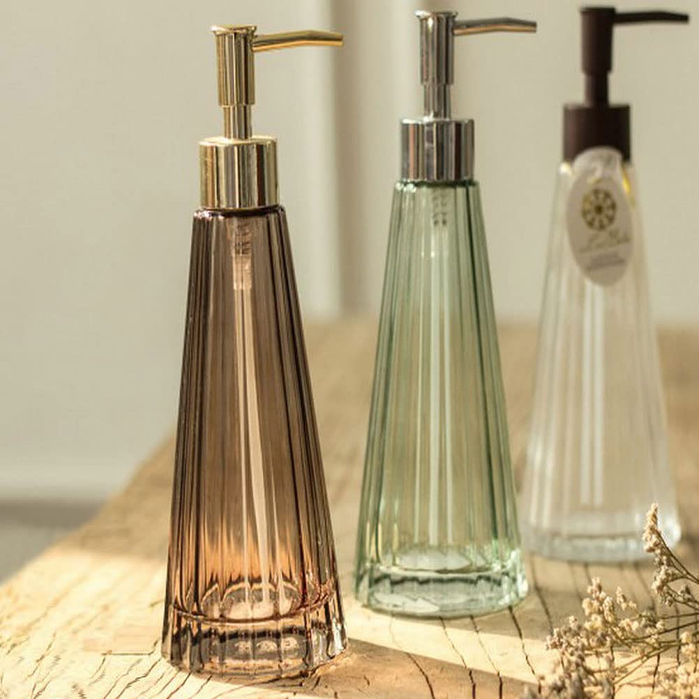 Liquid Soap Dispenser Bottle for Hand Soap, Lotion, Dishwashing Detergent, and Shampoo. Stylish Glass Liquid Soap Dispenser with Refillable Container