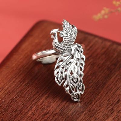 [Phoenix]Women's Vintage Ethnic Style Adjustable Ring, Light Luxury, Exaggerated, Classical, and Trendy