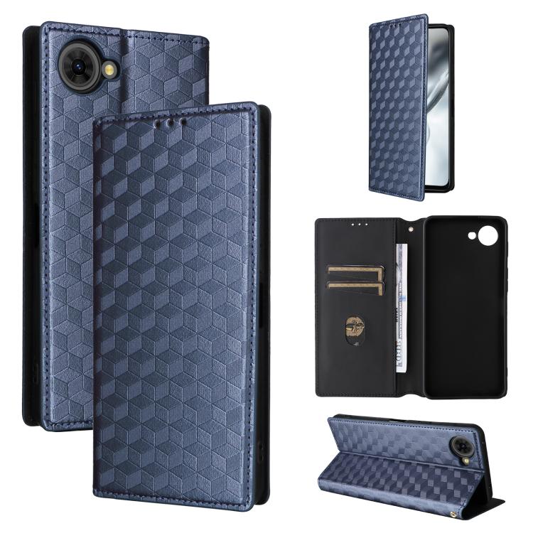 Cubic Grid Texture Flip Leather Phone Case