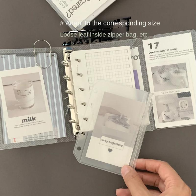 M5 A6 Diagonal Pp Three Fold Pp Loose Notebook Cover Mini Portable Sticker Small Card Po Storage Ledger