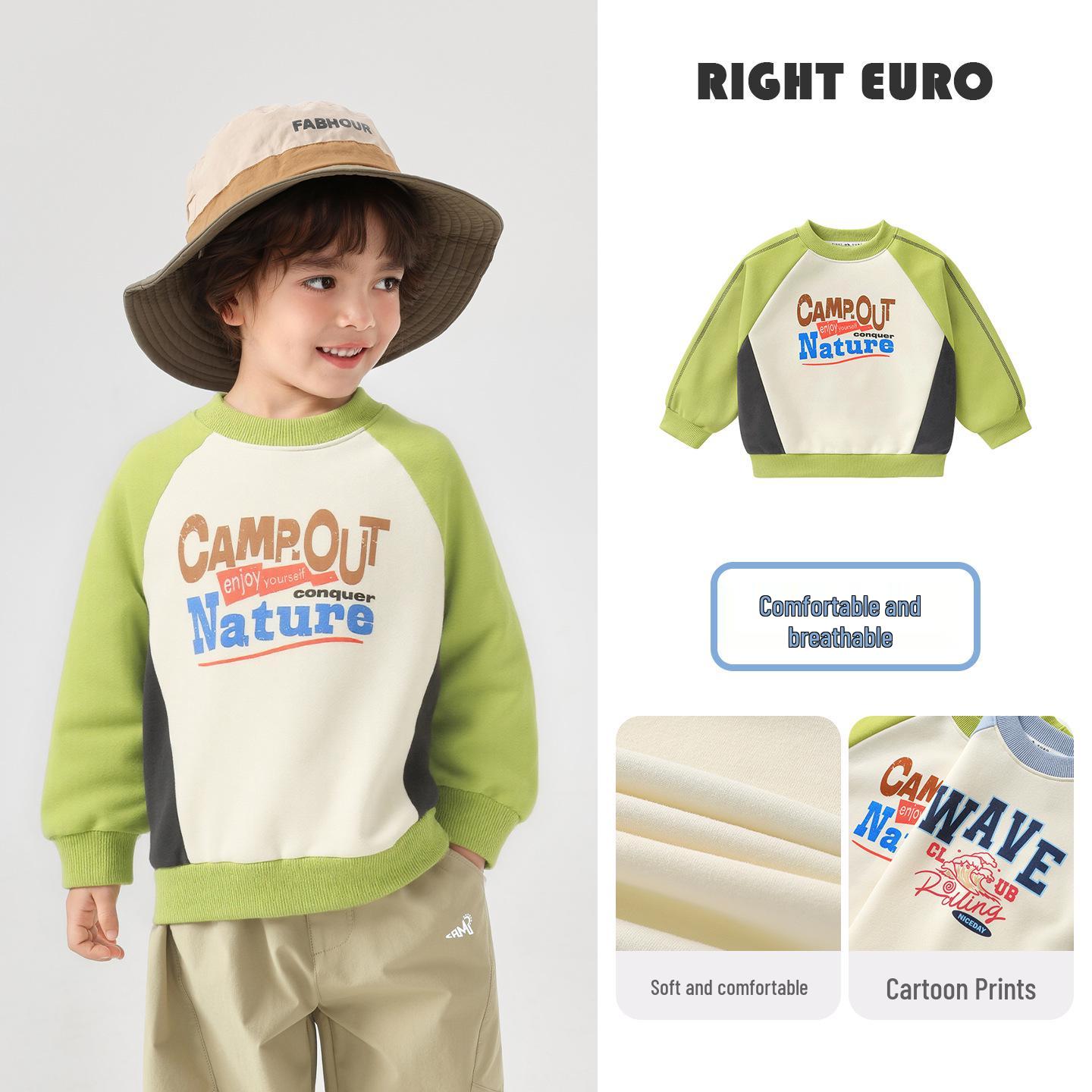 European Boys  Spring 2026 Hoodie: Trendy Long Sleeve Top for Toddlers and Kids 120cm