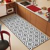 Non-slip Leather Kitchen Runner Rug, Waterproof Oil Proof Minimalist Plaid for Home Decor