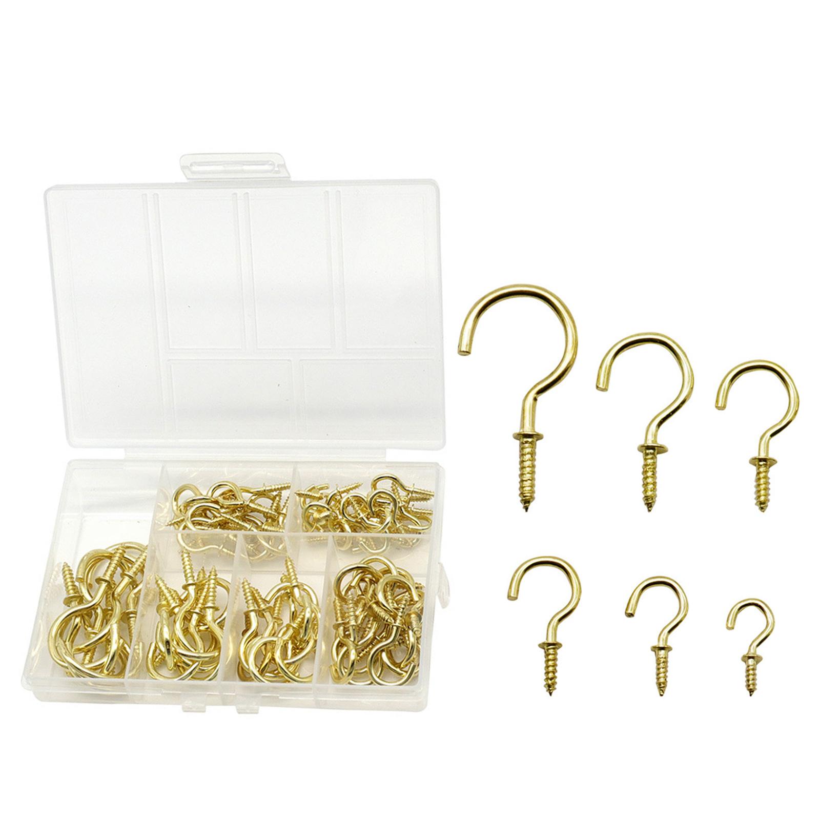 

75 шт. набор из железных крючков для чашек с шурупами, устойчивые к ржавчине крючки, универсальные надежные крючки, экономящие место, прочные, подвесные чашки и ключи золотой