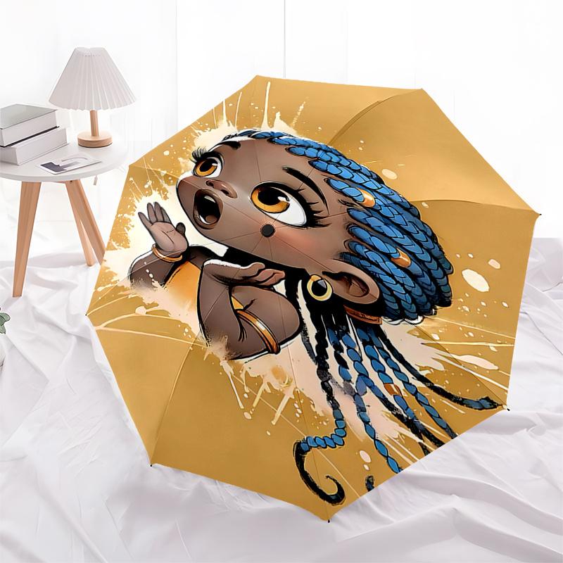 

Black Princess Automatic Opening/Closing Umbrella with Foldable Design and Iron Frame - Perfect for Outdoor Use, Festive Gifts, Travel, Dail