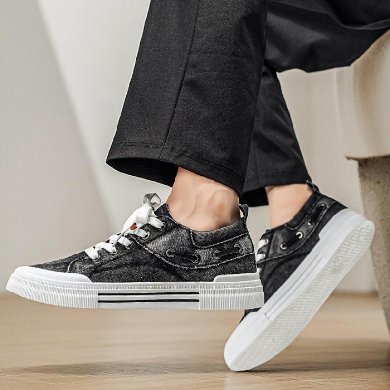 Neue Herren Flache Canvas Freizeit Sportschuhe Atmungsaktive Denim Blau Cowboy Schnürung Vulkanisierte Sneaker Große Größe 48 Zapatillas Hombre