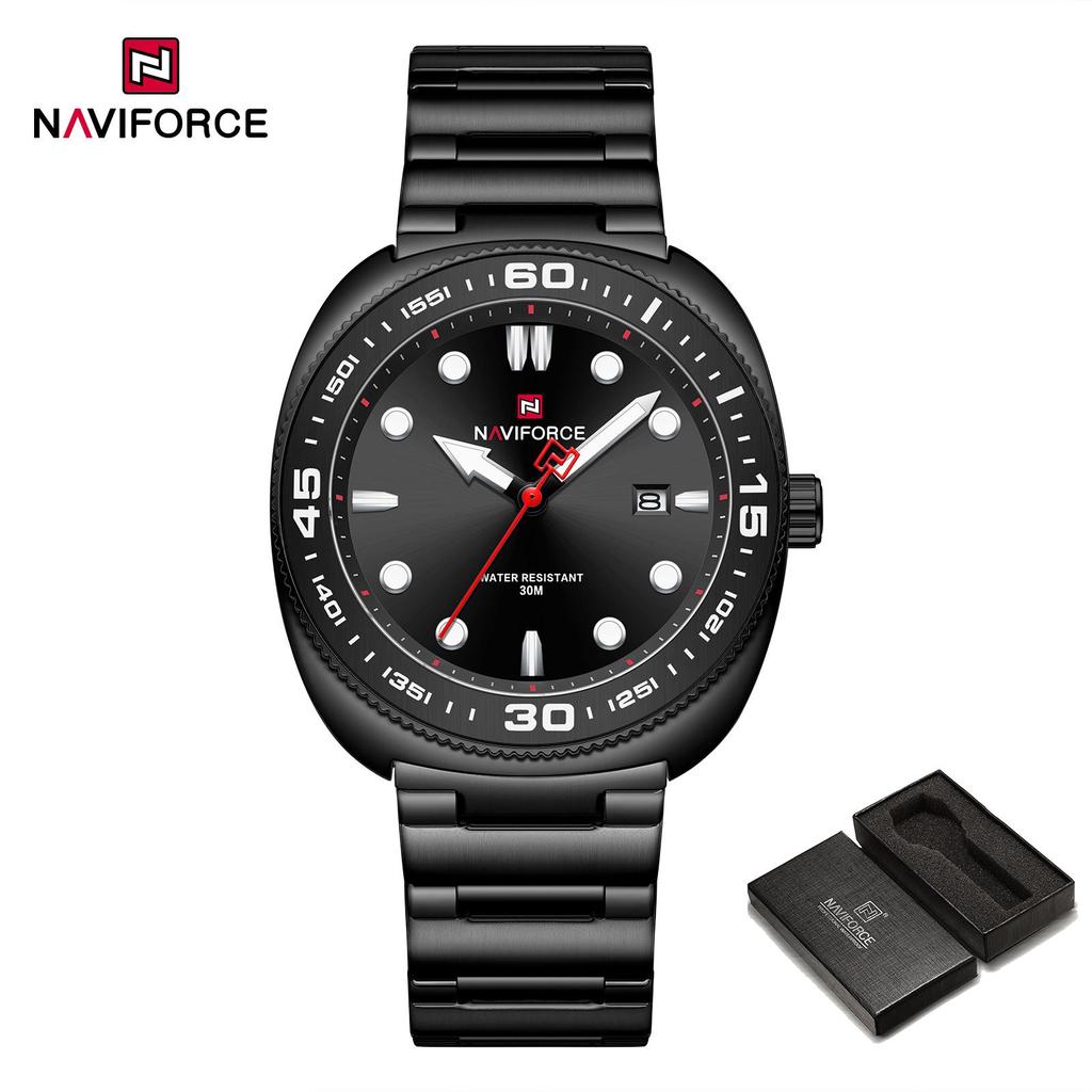 NAVIFORCE Men's Watch Quartz Calendar Luminous Pointer Stainless Steel Strap Waterproof Fashion Casual Watch NF9250