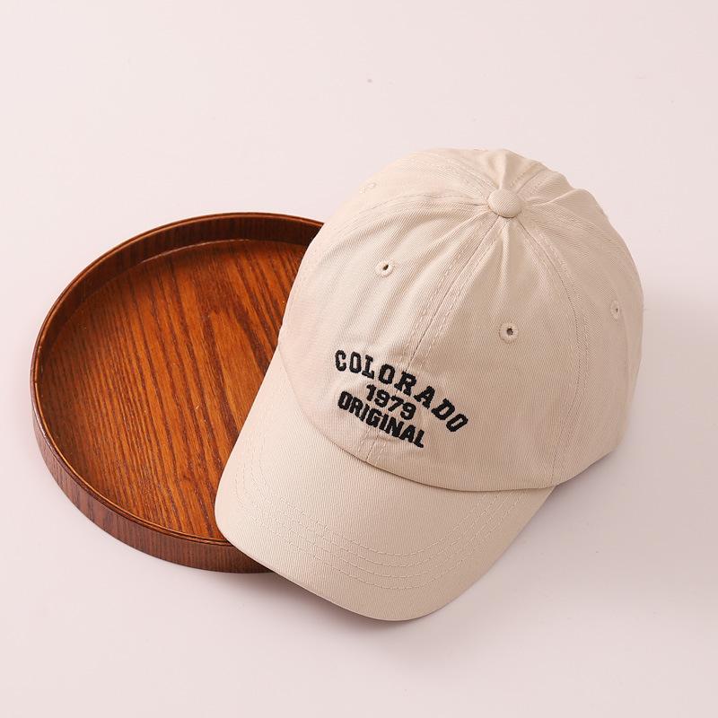 Embroidery Letter Children Baseball Cap Fashion Retro Kids Duck Tongue Hat 2-8Year Boys Girls Duckbill Caps Outdoor Baby Visors 52-54cm fit 2-8Y бежевый