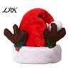 Seasonal Celebration Costume Plush Christmas Hat with Antlers, Red Festive Holiday Cap for Adults and Soft Santa Kids, Short Decoration Parties Family