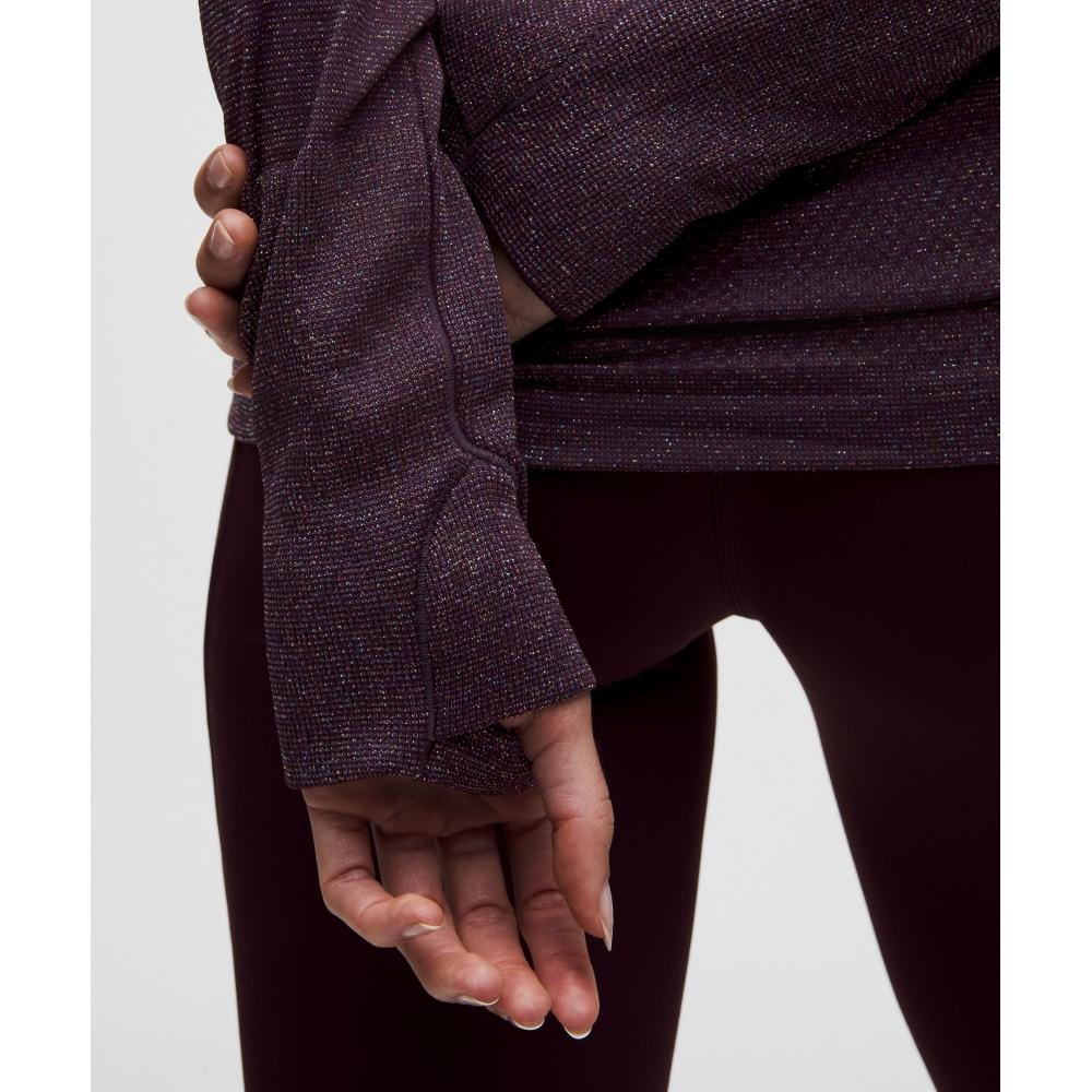 Lululemon Swiftly Tech Long Sleeve Shirt 2.0 Hip Length Sparkle Black Plum Rainbow Lurex