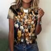 Summer Women's T Shirt Cartoon Animal Print T Shirt Casual O-Neck Short Sleeve Streer Female Loose Tee Tops