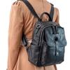 Lederrucksack Damen Schwarz First Layer Rindsleder Damenrucksack Trendy Fashion Vielseitige Damentasche aus weichem Leder