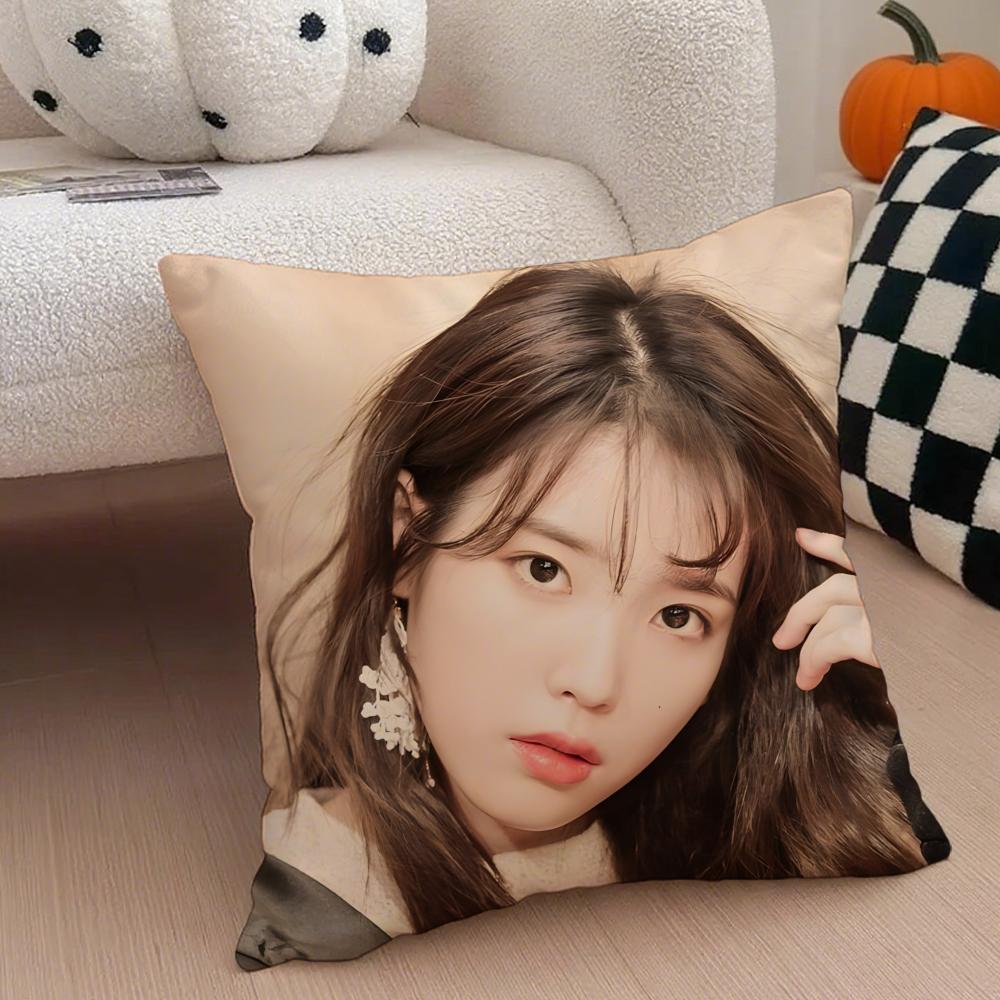 Sweet Korean Singer Beautiful Actress IIU Cushion Cover Throw Pillow Cover Hidden Button Durable Polyester Chair Cushion