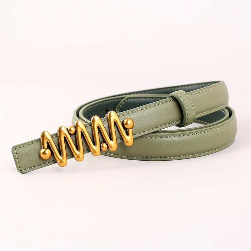 

Classic Leather Belt For Women With Alloy Buckle Suitable For Office And Casual Wear Matcha