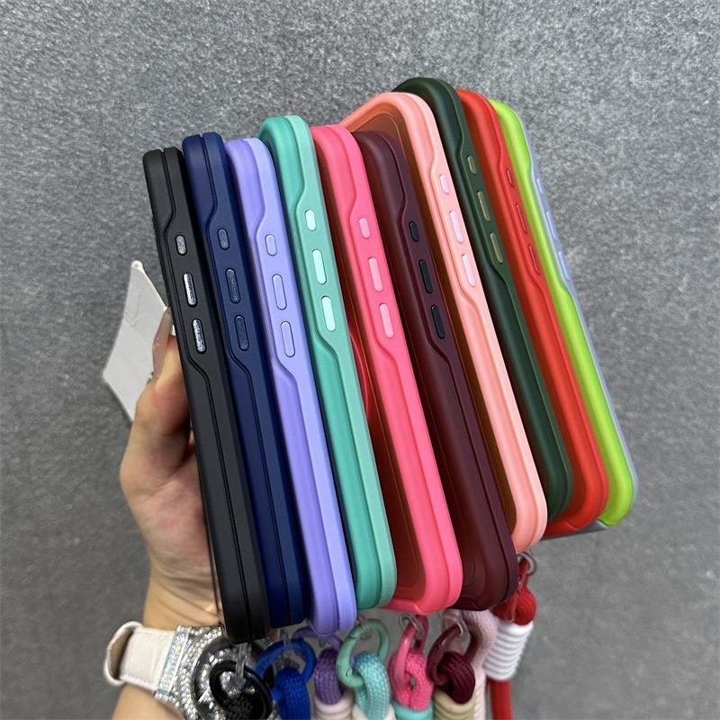 Custodia con Cinturino da Polso a Doppia Colore Magsafe per iPhone 16 15 14 13 Pro Max Plus 12 11 Cover Corazzata Rigida Magnetica con Laccetto
