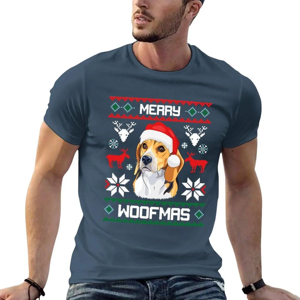 Beagle Merry Woofmas Christmas Dog Gift T-Shirt summer clothes summer tops anime clothes t shirts