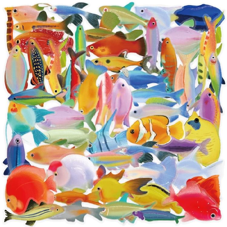 

50 Sheets Fish Sticker Decorative Sticker Fish Decal Reward Sticker Sea Animal Sticker Decorative Label Sticker 1