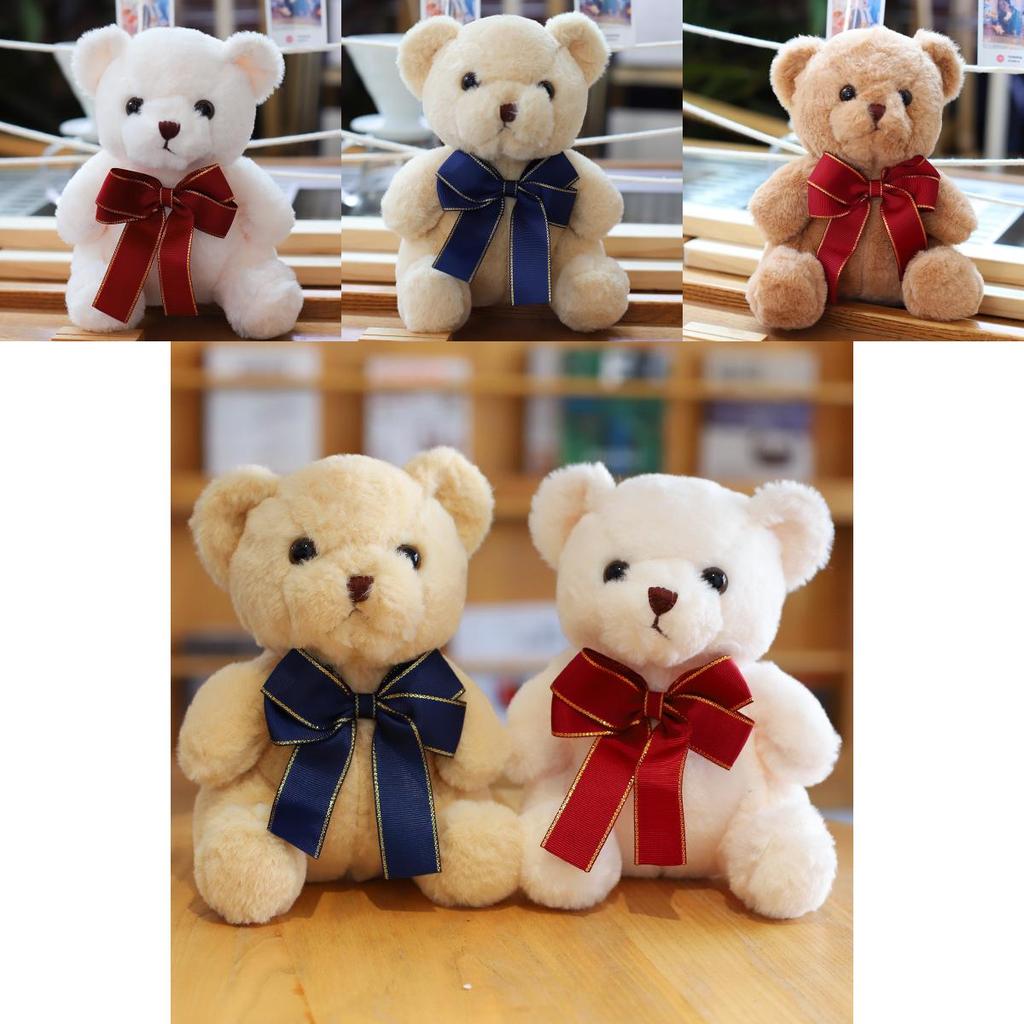 Cute Bear Bowtie Plush Toy For Kids Birthday Gift 23cm Stuffed Animal With Pp Cotton Filling