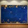 Polyester Background Banner, Royal Blue and Golden Starry Sky Design, Event Decorative Background