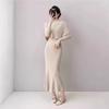 Elegant French-Inspired Knit Wrap Shawl Dress Set Slim Fit Longline Sweater Skirt Outfit Women Fall Winter