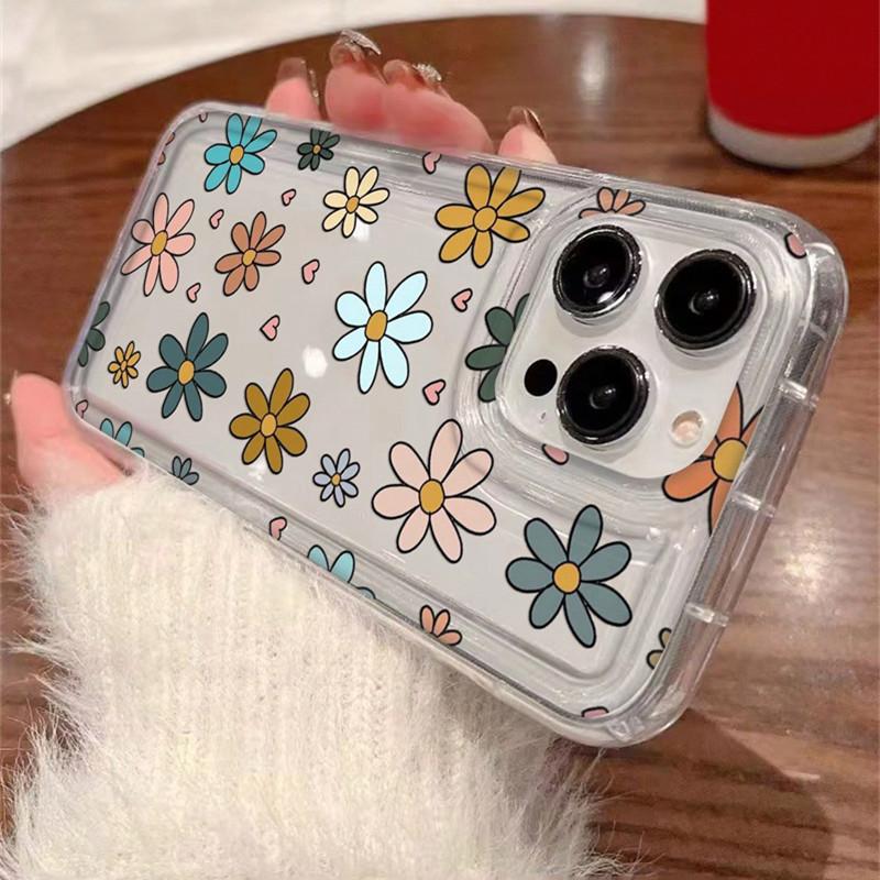 Floral & Heart Pattern Print Phone Case for Iphone 16 15 14 13 12 11 Pro Max 7 8 Plus Clear Soft TPU Cover for IPhone 16 Plus