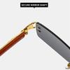 Fashion Vintage Rimless Square Sunglasses Men Women Luxury Brand Frameless Wood Grain Sun Glasses Outdoor Travel UV400 Shades
