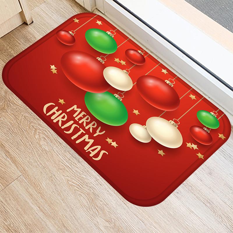 Merry Christmas and New Year Home Decoration Entrance Door Mat Bathroom Kitchen Non-Slip Floor Mat Living Room Hallway Carpet