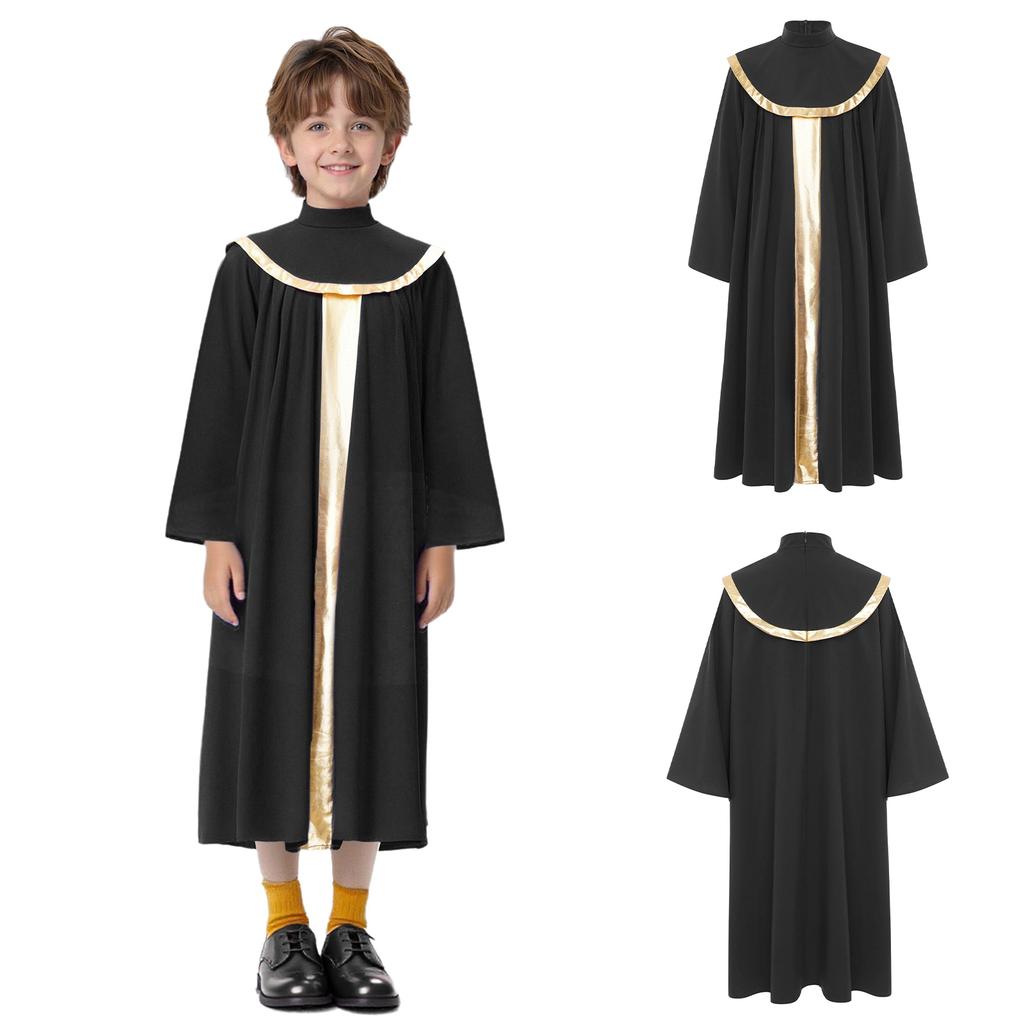 Jungen Mädchen Gottesdienstrobe Metallic Colorblock Patchwork Plissiertes Gewand mit unsichtbarem Reißverschluss hinten