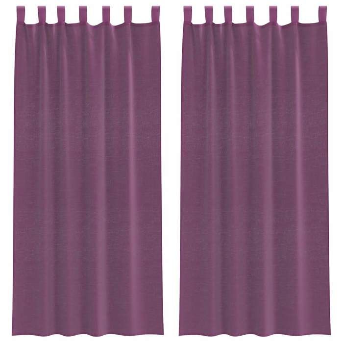 VidaXL Rideaux en voile avec boucles 2 pcs violet 140x245 cm, rideau en filet, rideau transparent, voile de fenêtre, 4102294