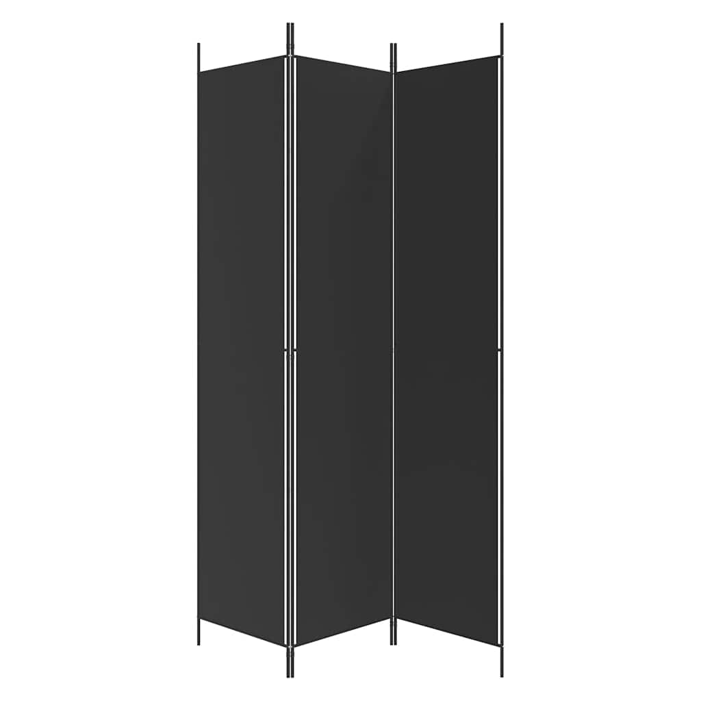 3 Panel Black Folding Screen 150 x 220 cm Fabric