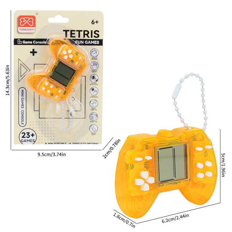 Handle-Shaped Mini Game Console Bead Chain Pendant, Handheld Digital Puzzle Square Game Toy