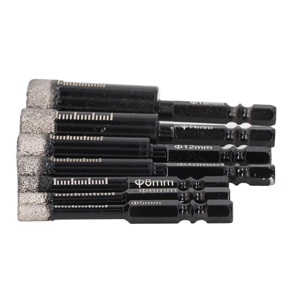 7 Pcs Diamond Drill Bits Wet and Dry Use Brazing Core Drill Bit Hex Shank Diamond Hole Saw Kit for