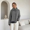 Women's Striped Knit Scarf Pullover Sweater, Color Block Casual Top for Fall and Winter