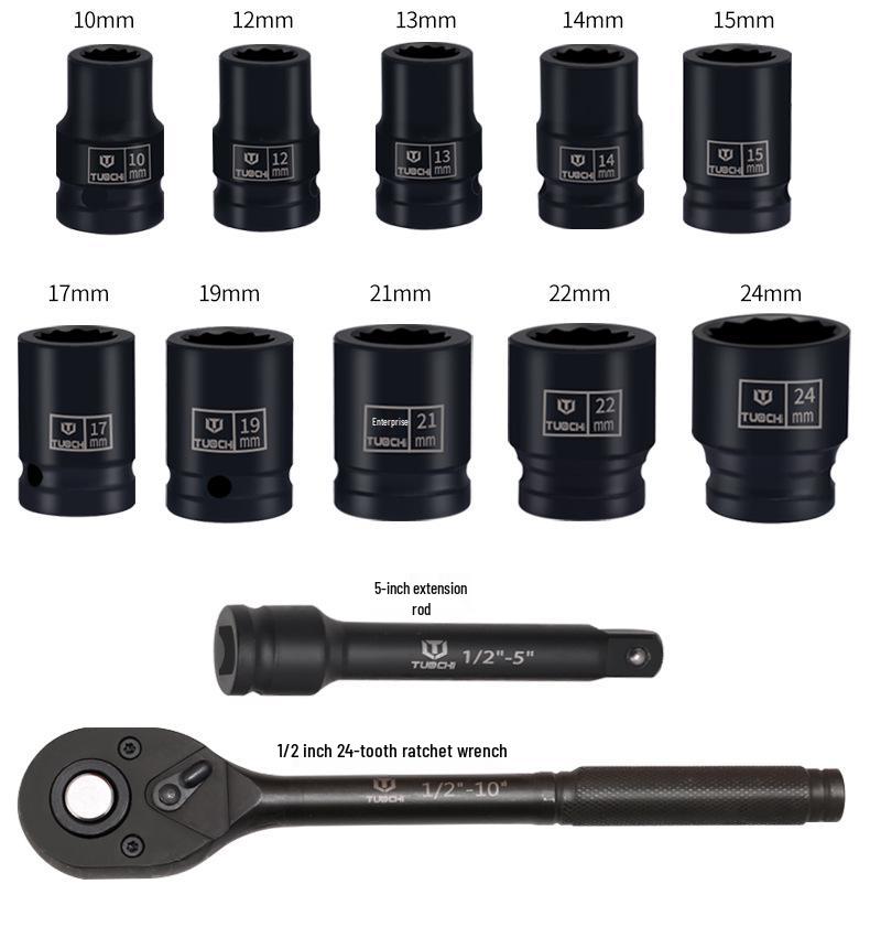 12-Piece Torx Star Hex Socket Set for Auto Repair and Maintenance, 1/2" Electric Socket Screws