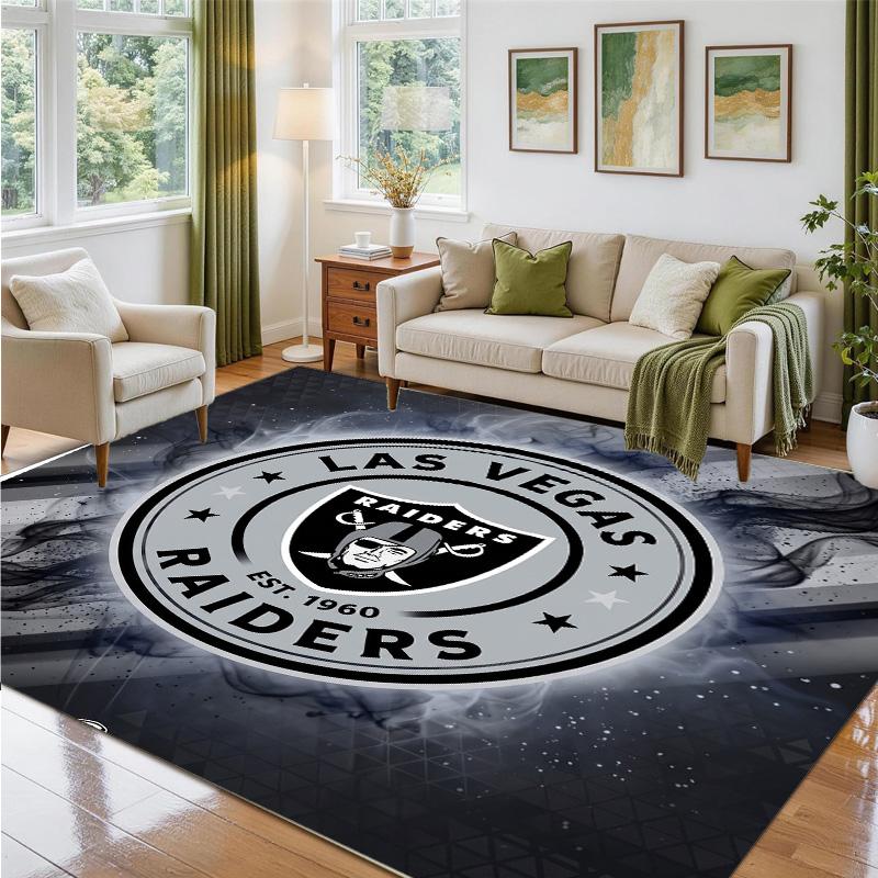 Las Vegas Raiders Design Crystal Velvet Rug Soft Decorative Mat for Bedroom Entrance