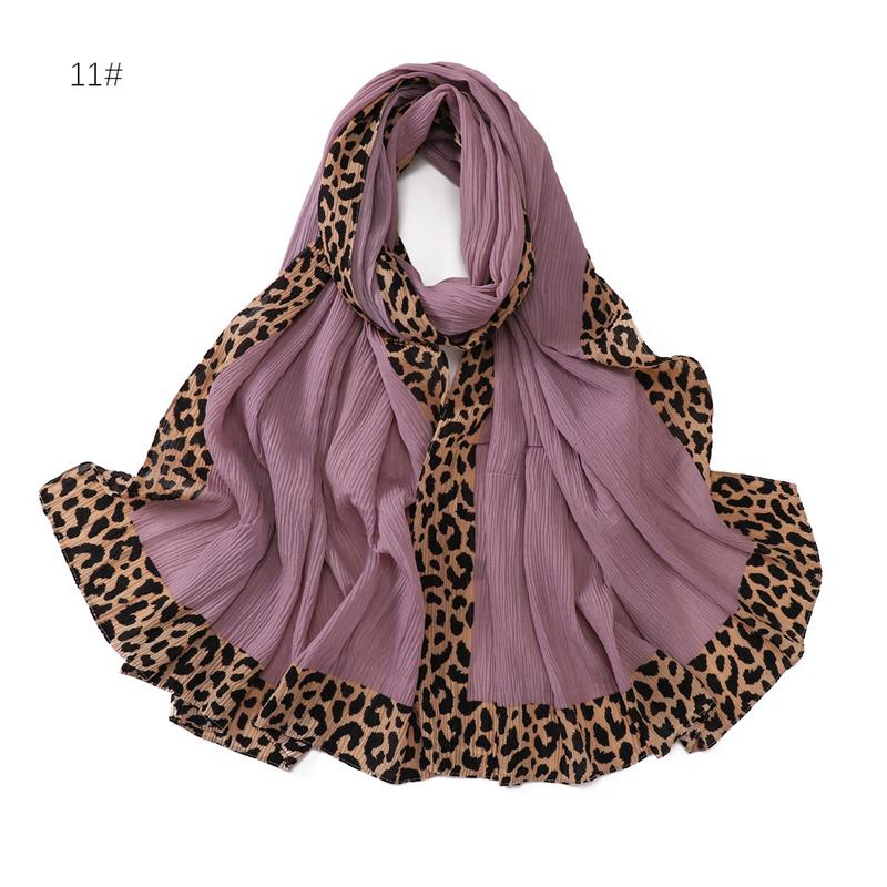Winter Sexy Leopard Chain Viscose Scarf Wrinkle Pleated Shawls and Wraps Autumn Echarpe Pashmina Bufandas Muslim Sjaal 180*70Cm