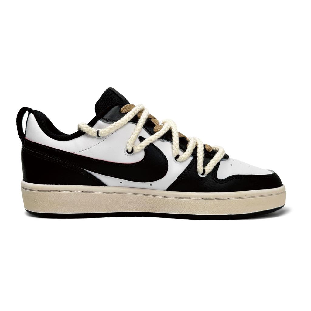 Nike Court Borough Slip Resistant Lightweight Non Slip Lightweight Low Top Skateboard Shoes GS Black White BQ5448-115(Team11-)