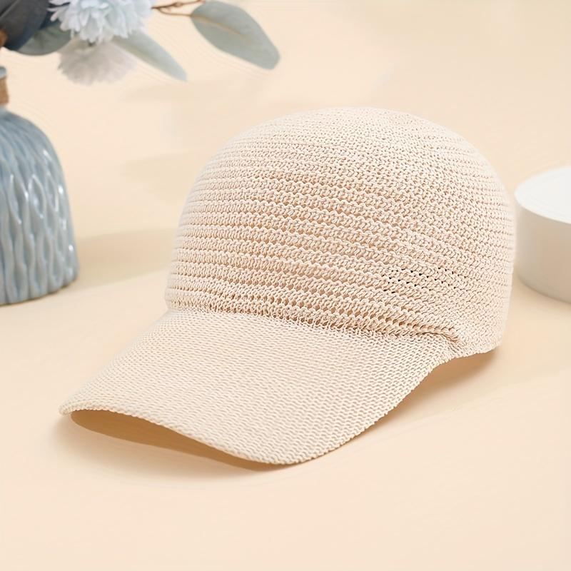 spring/summer Linen knit baseball cap openwork baseball cap adjustable versatile outdoor casual duckbill cap