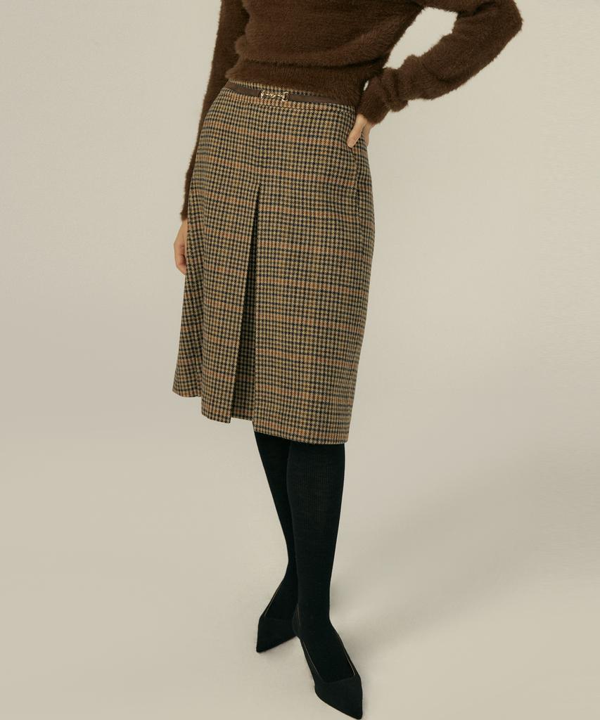 Otte French Check Wool Sk_Brown