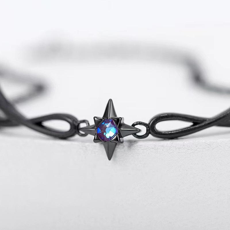 Bracelet Simple Punk Style Noir Crépuscule Plume Alliage Pour Femmes Filles Exquis Bracelet Gothique Accessoires Bijoux Cadeaux