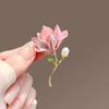 Fashion Temperamen Stereo Simulation Pink Magnolia Flower Pearl Brooch for Women Retro Exquisite Clothes Accessory Jewelry Gifts